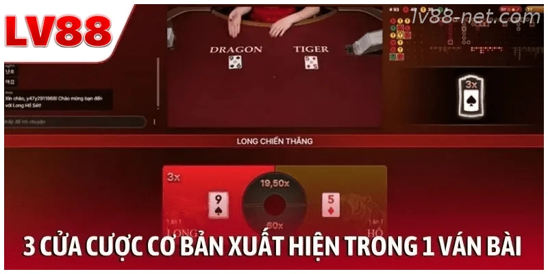 3 cửa cược cơ bản xuất hiện trong 1 ván bài Rồng Hổ