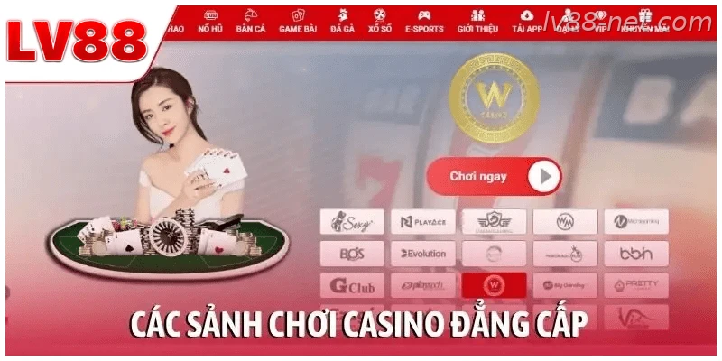 Các sảnh casino trực tuyến tại LV88