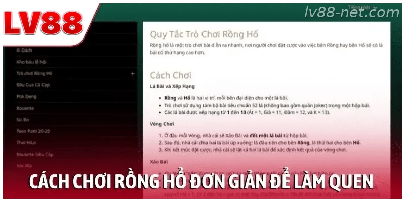 Cách chơi rồng hổ đơn giản để tân thủ làm quen