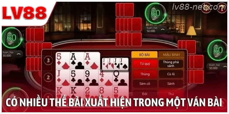 Có nhiều thế bài xuất hiện trong một ván bài binh