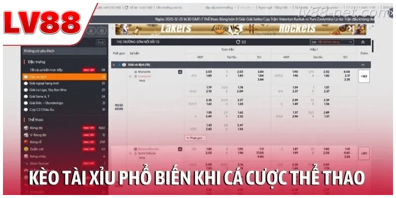 Kèo tài xỉu là cửa cược phổ biến khi cá cược thể thao
